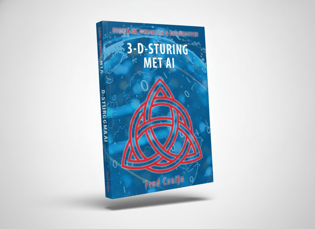 3D-render van het boek 3-D-Sturing met AI (Fred Conijn)