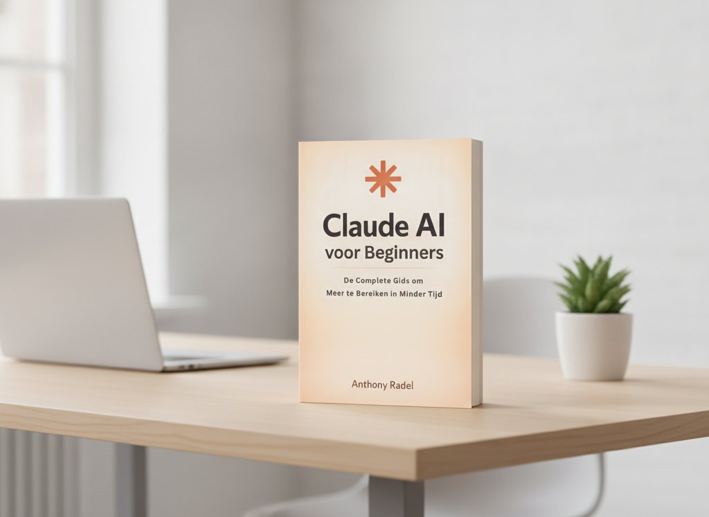 Claude AI voor Beginners van Anthony Radel als 3D-boek op een bureau