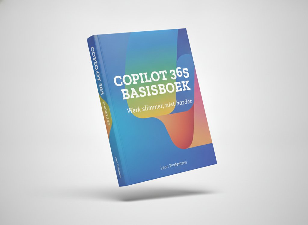 3D-render van het boek Copilot 365 Basisboek (Leon Tindemans)