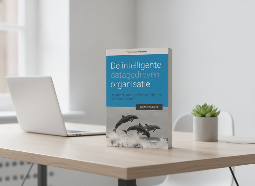 De intelligente, datagedreven organisatie van Daan van Beek als 3D-boek op een bureau