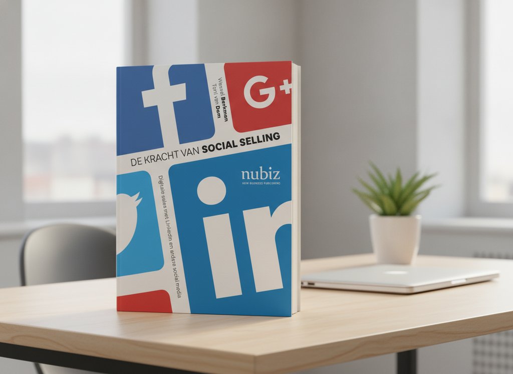 De kracht van social selling van Wessel Berkman als 3D-boek op een bureau