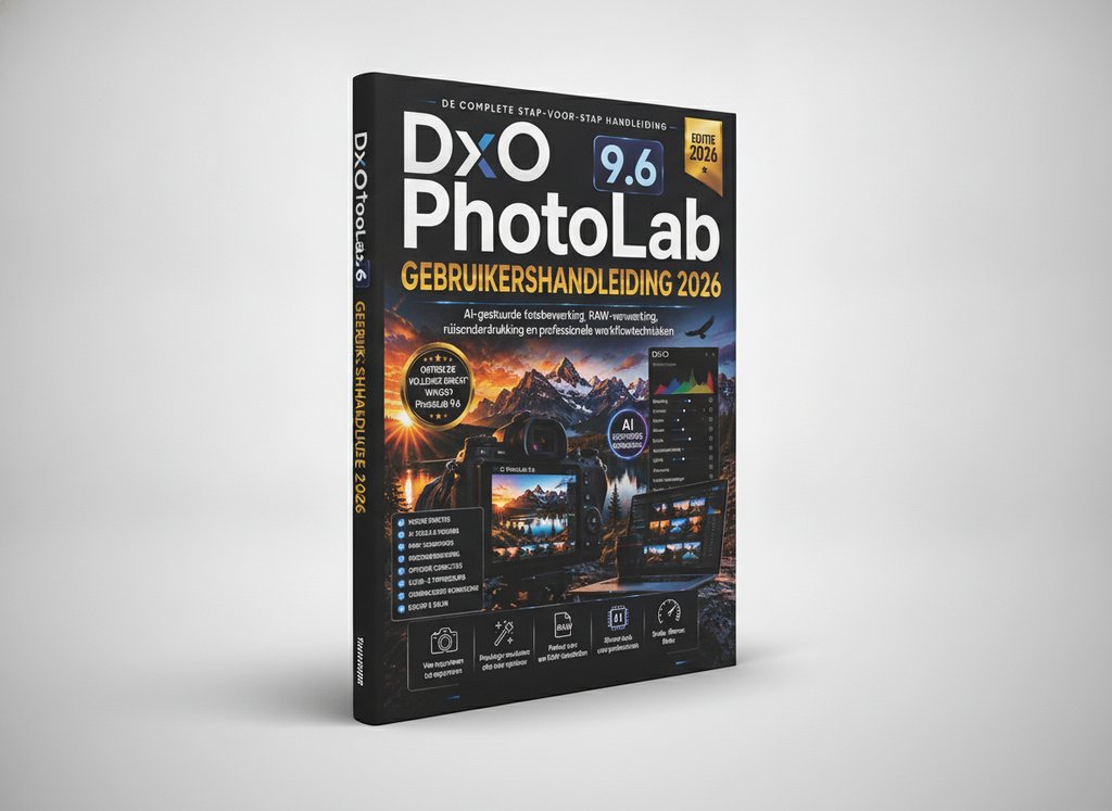 3D-render van het boek DxO PhotoLab 9.6 GEBRUIKERSHANDLEIDING 2026 (Jayson Bruc)
