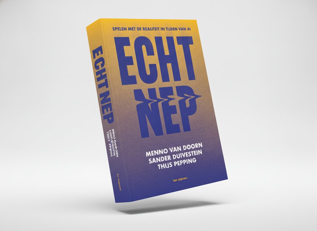 3D-render van het boek Echt nep (Menno van Doorn)