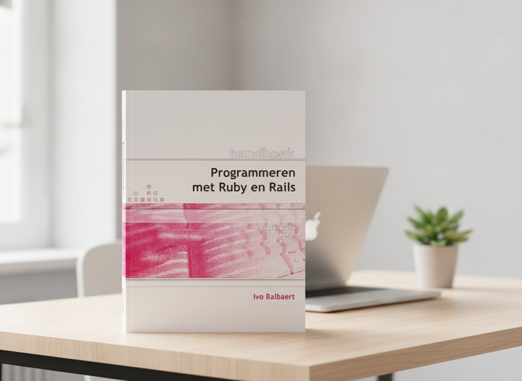 Handboek Programmeren Met Ruby On Rails van Ivo Balbaert als 3D-boek op een bureau