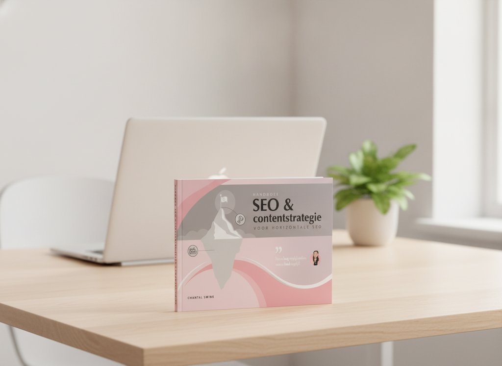 Handboek SEO & Contentstrategie voor Horizontale SEO (2022) van Chantal Smink als 3D-boek op een bureau