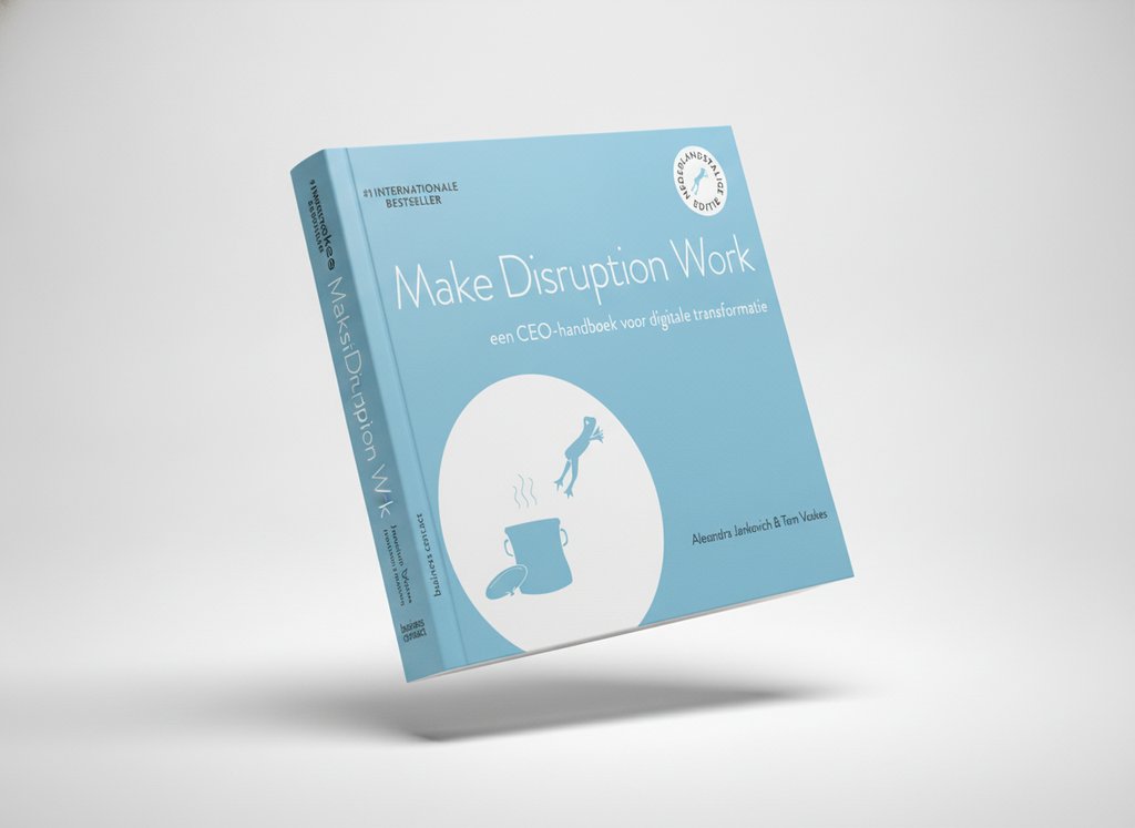3D-render van het boek Make Disruption Work (Alexandra Jankovich)