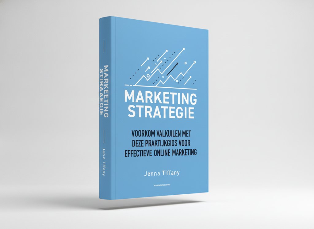 3D-render van het boek Marketing-strategie (Jenna Tiffany)