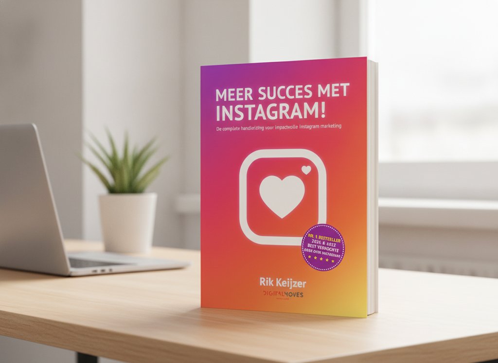 Meer succes met Instagram! van Rik Keijzer als 3D-boek op een bureau