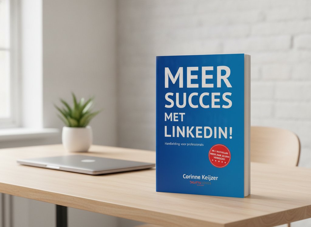 Meer succes met LinkedIn! van Corinne Keijzer als 3D-boek op een bureau