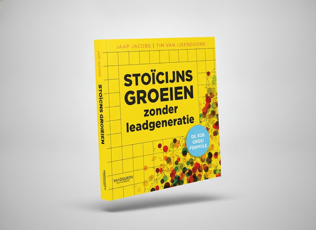 3D-render van het boek Stoïcijns groeien zonder leadgeneratie (Jaap Jacobs)