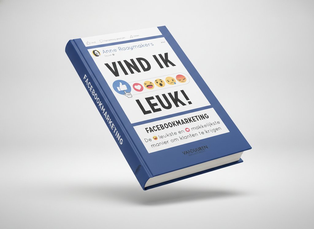 3D-render van het boek Vind ik leuk! (Anne Raaymakers)