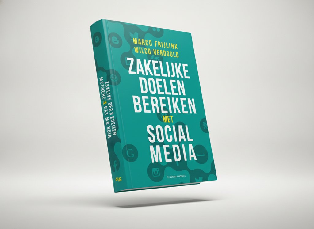 3D-render van het boek Zakelijke doelen bereiken met social media (Marco Frijlink)
